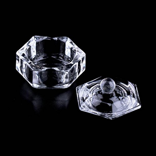 Unha arte clara dappen prato xícara com tampa de jóias de jóias cristal tigela de vidro de vidro