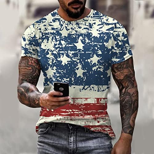 Soldado Ubst Manga curta para homens American Bandle American T-shirt Retro Patriótico Muscle Workout Athletics 4 de julho Tee Tops