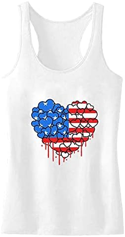 4 de julho Camisas Tampas para mulheres sem mangas o pescoço Tshirt USA Flag Stars Stripes Tie-Dye