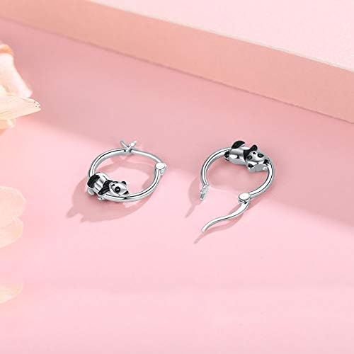 Panda hipoalergênico/unicórnio/beija -flor de brincos de argolas/golfinhos para mulheres 925 Brincos de joias de argolas de animais de prata esterlina 925 para orelhas sensíveis