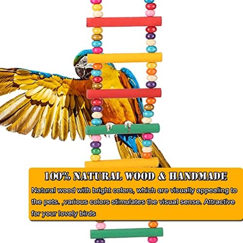 Toys de papagaio de pássaros escadas Brinquedos de mascar, pendurando acessórios para gaiola de pássaros
