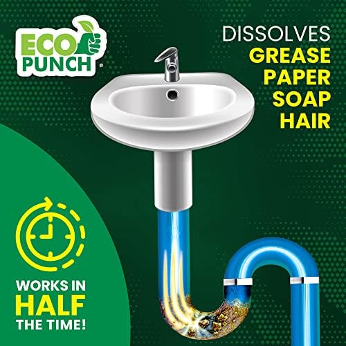 Eco Punch - Disolver de entupimento de dreno profissional de força profissional | Fórmula do peso pesado | Desalojar