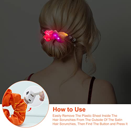 24 PCs Scrunchies LED para mulheres, Scrunchies iluminados anel de cabelo brilhante, Girls Halloween