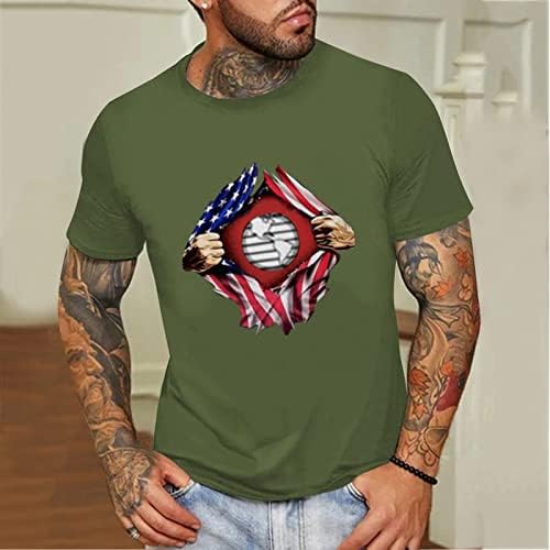 T-shirts de manga curta patriótica masculina do HDDK, Summer American Flag Print Crewneck Casual