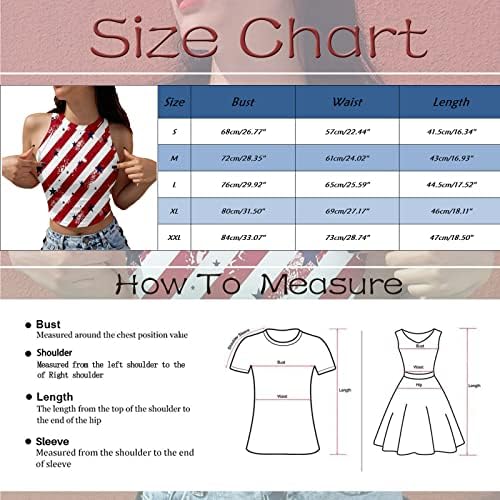 4 de julho Tops de colheita para mulheres casuais verão sexy mangas cami tee camisa EUA bandeira camisetas patrióticas