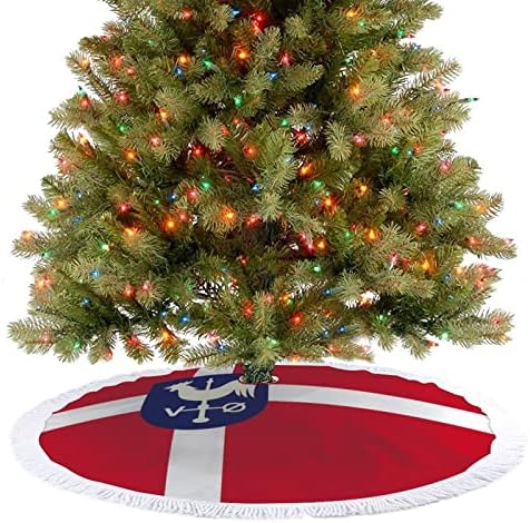 Bandeira da saia de árvore de Natal de Albertslund Print com borla para Feliz Festa de Natal sob a árvore de Natal