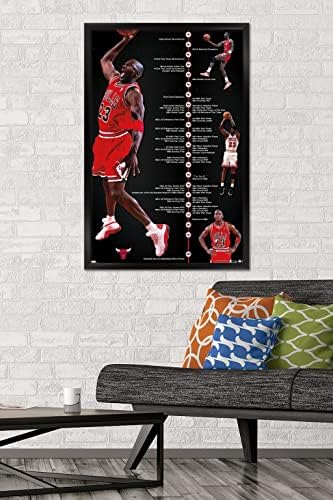 Trends International Michael Jordan - pôster da parede da linha do tempo, 22.375 x 34, versão emoldurada
