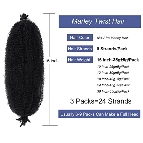 3 pacotes Marley Twist Braiding Hair, cabelos de torção elásticos para locs falsos angustiados, cabelos de
