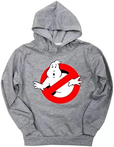 Potekoo Kids Fall Fall Winter Casual Ghostbusters Capuzes com capuz leves moletom solto solto Sweetshirts
