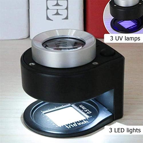 Linente de lupa - Lineadora de lentes de vidro óptico 30x, 6 LED LED Full Metal dobring Linen Tester Loupe