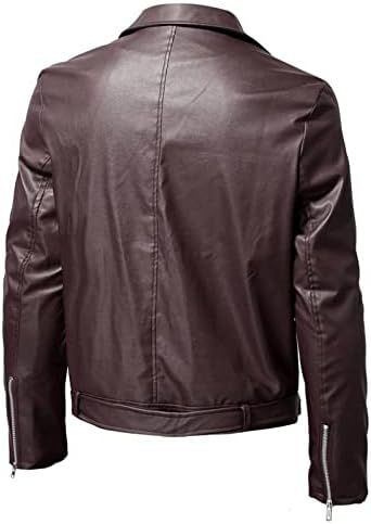 Jaqueta de couro masculina colar gola punk motocicleta lavada couro de manga longa sem capuz sem roupas e jaquetas