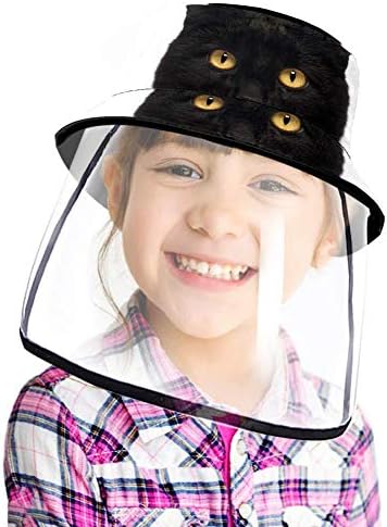 Gato preto olhando para a câmera Casual Hat Hat Fisherman Cap UV Sun Hats for Boys