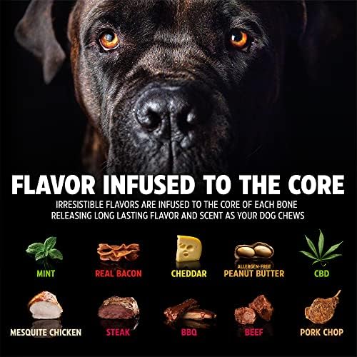 Pet Qwerks Zombie Barkbone - Nylon Dog Bone para mastigadores moderados - sabor de bacon - 4