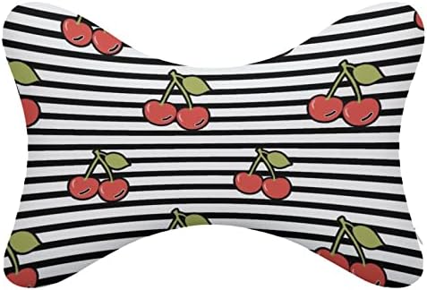 Cherry and Stripes 2pcs Carconha travesseiros de pescoço de carro respirável Auto-restaurante