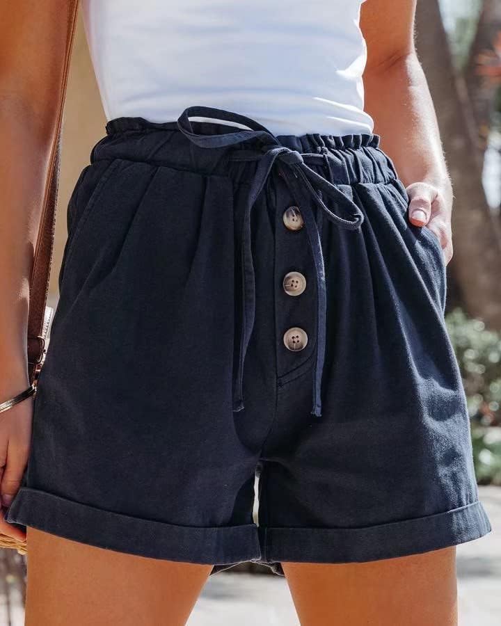 Shorts femininos de fekoafe 2023 grades de algodão de cintura alta do verão de verão para mulheres