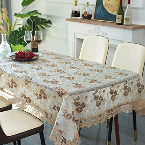 Toalha de mesa de renda de athena lyu, trevo de mesa retangular bordado de flor bordado, toalhas de mesa