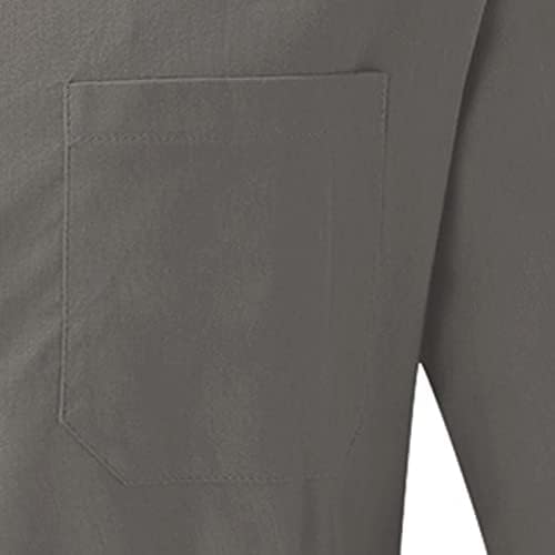 Camisetas casuais de linho de algodão Dueig para homens, 2021 Fall Men's Button-Down Sleeve Tops