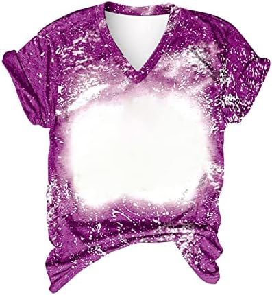 Mulheres V Tops de pescoço, impressão de tie-dye Basic Summer T-shirt Trendy 2023 camisas soltas