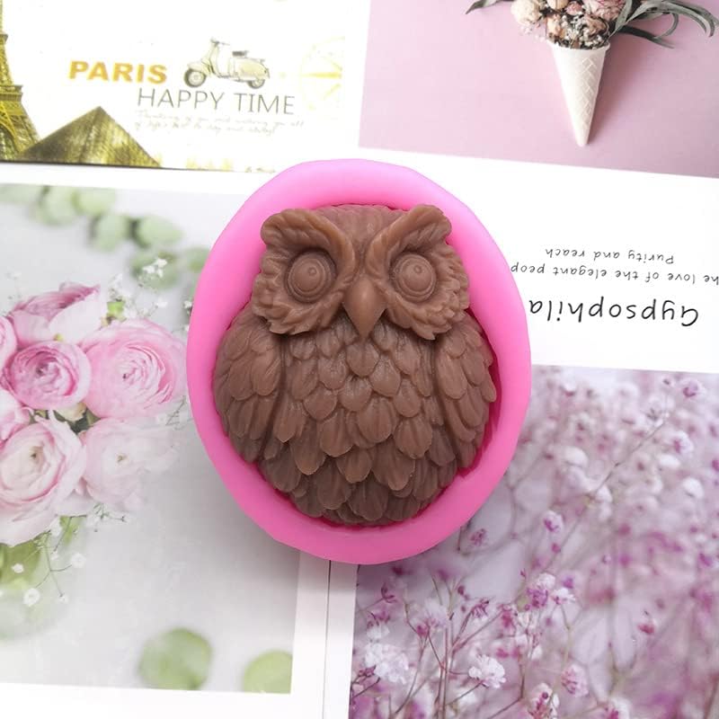Gulinaza 2pcs Owl Soap Silicone Mold para sabonete artesanal DIY, bolo, chocolate, argila de gesso, ornamento,
