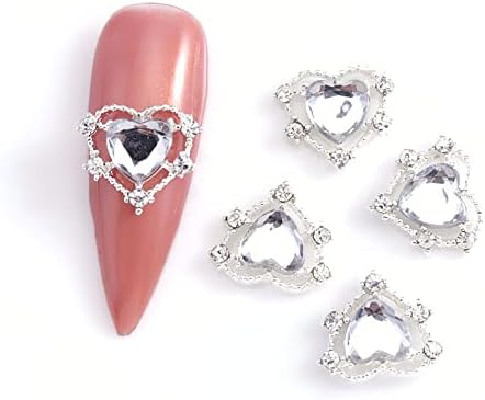 10pcs/saco de metal coração hidromassagem de unhas de diamante Gold/Silver Luz de luxo Pérola vermelha/azul/rosa/rosa