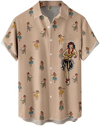 Camisas havaianas Gioshopxi para homens gamepad bolso de peito de manga curta botão casual para