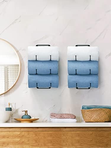 Rack de toalhas de Elbourn, conjunto de 2 toalhas de toalhas de parede montadas na parede Organizador de armazenamento