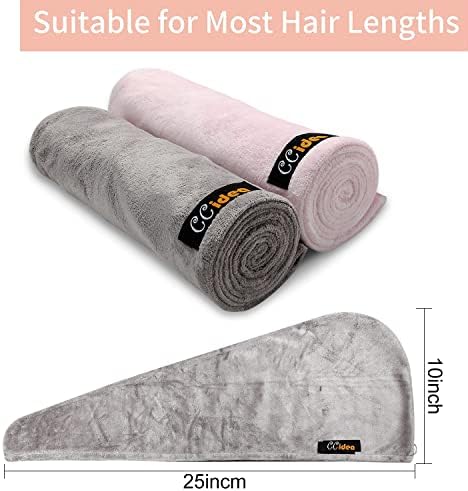 Pacote de cabelo de cabelo de microfibra CCidea 2, Towelsturburban Wrap de secagem rápida Super absorvente