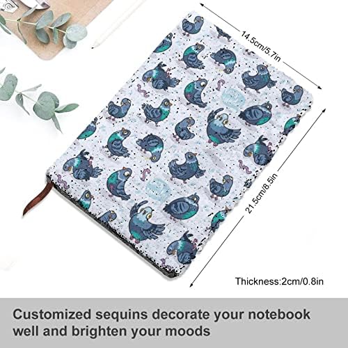 Funny Pigeons LECHINS Notebook Journal Diário do bloco de notas Presente personalizado para mulheres Mês e data