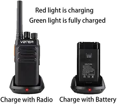 Vbter walkie talkies recarregável com os fones de ouvido, rádios de duas vias, carregamento de cabo