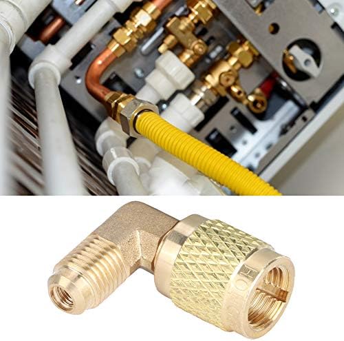 Adaptador de ar condicionado, rosca masculina R410 1/4 da linha feminina 5/16 90 ° Adaptador Conector Cooler