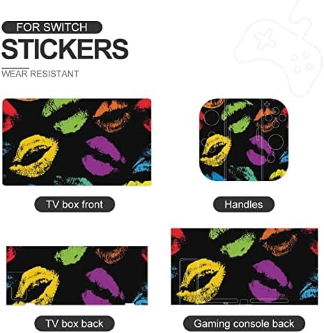 Colors Lips Prints Switch Game Game Stick Bonzy Pattern Padrive Full Wrap Skin Protetive Film Sticker Compatível