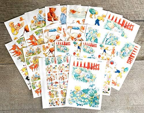 Decoupage Paper Pack [18 folhas 8 x11] Kids Winter Life * papel para decoupage e artesanato ilustração de pintura vintage por Elsa Beskow