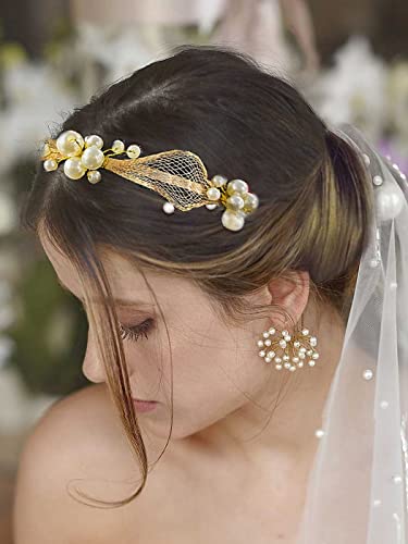 Casdre Pearl Bride Wedding Band Headndupal Bridal Pedaço de cabelo Acessórios para mulheres e meninas
