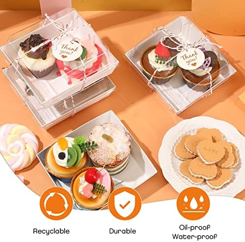 60 sets caixa de charcutaria com tampas claras de bolo de bolo transparente recipientes de alimentos
