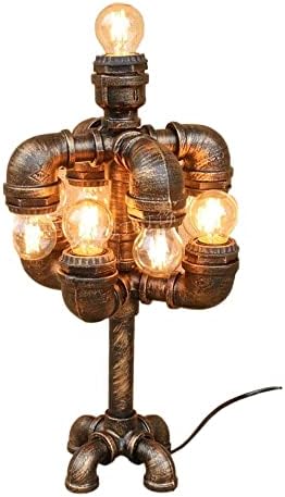 Guocc Modern Modern vintage Tubos de água Industrial Tabel Lamp Antique American Nine apresenta Arte