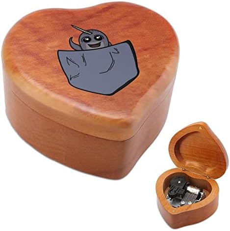 Narwhal Bolt Buddy Clockwork Box Vintage Wooden Heart Musical Box Toys Gifts Decorações
