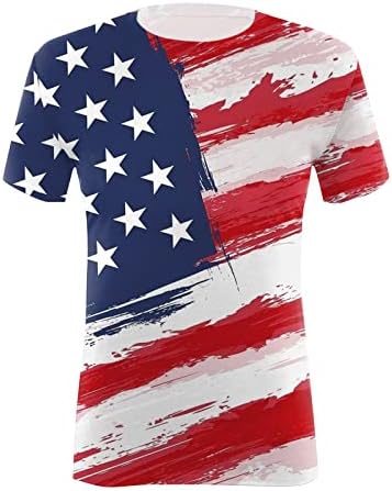 4 de julho T-shirts for Women USA Flag casual Summer Short Manve