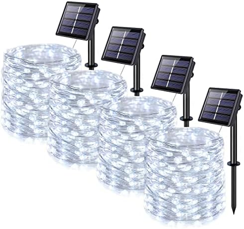 JMEXSUSS 4 Pack Solar Fairy Lights Outdoor, cada um de 66 pés 200 LEVias solares solares brancas