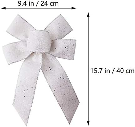 Janou White Glitter Bow Holiday Wreath Bow Crafts Diy Ornamentos rústicos Bowknot para as decorações