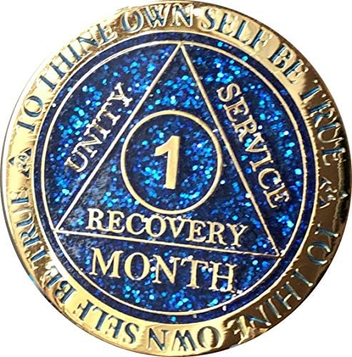 1 mês AA Medallion Reflex Blue Glitter e Gold Plated 30 Day Chip