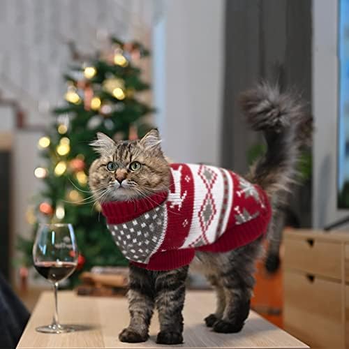 Bwogue 2 pacotes gato suéter de Natal Cão de Natal Cão de gato de estimação de gato de inverno roupas de malha