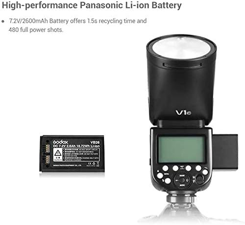 Kit de flash redondo GODOX V1N TTL Compatível com Nikon - 2.4g HSS 1/8000S Zoom na câmera Flash Speedlight,