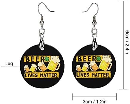 Beer Lives Matter Brincos de madeira redondo pendente balanço jóias de ganchos de orelha para mulheres