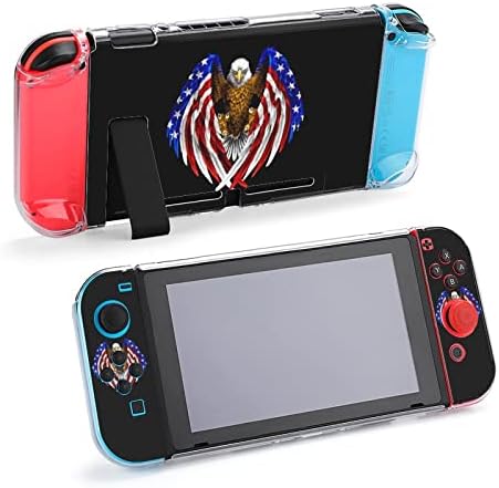 American Eagle USA Flag Bald Eagle Protective Clear Caso para Switch Game Controller Grip Capa fofa impressa