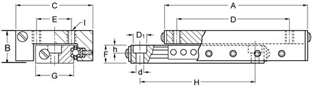 Del -Tron Precision, Inc. 26,9 mm x 90 mm, viagens de 50 mm, conjuntos de slides cruzados cruzados