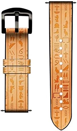 CA0738 HIEROGLYPHS Egípcio Coloque de couro Smart Watch Band Strap for Garmin Vivoactive 4S Vivomove 3s Tamanho