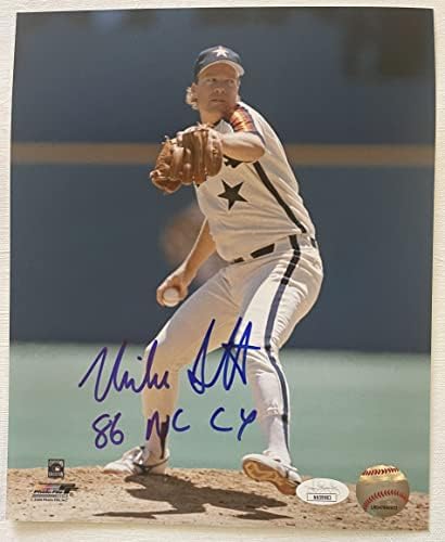 Mike Scott assinou autografado '86 nl cy 'brilho 8x10 photo Houston Astros - JSA autenticada