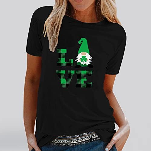 Valentine/st. Patrick's Day Tops for Women's Short Slave Casual Blush Love Graphic Tops para mulheres Casual