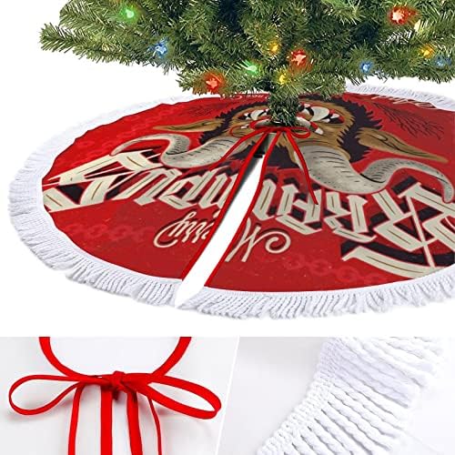 Salia de árvore de Natal de Merry Krampus para decorações de festas de festas com renda de borla