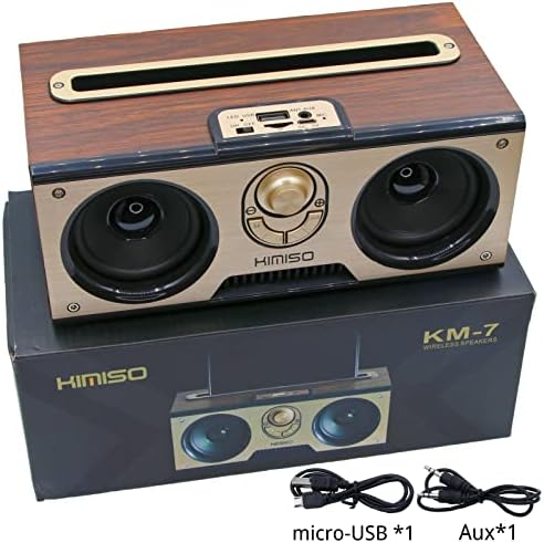 Lylifon Retro Portable Bluetooth alto -falante com design de madeira vintage, boombox sem fio para reprodução